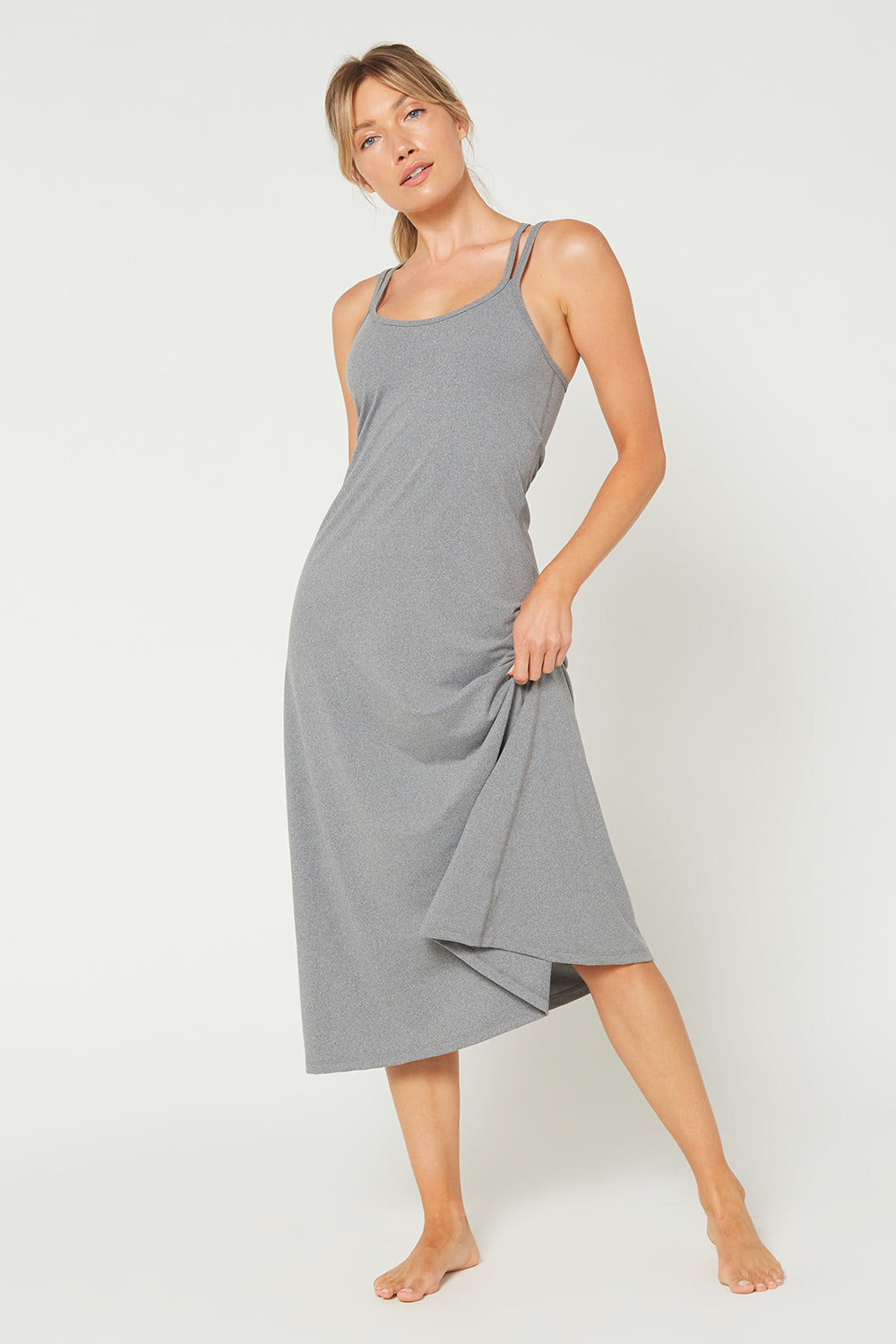 Women's Cross Back Strap Maxi Dress Made in USA detail view 13