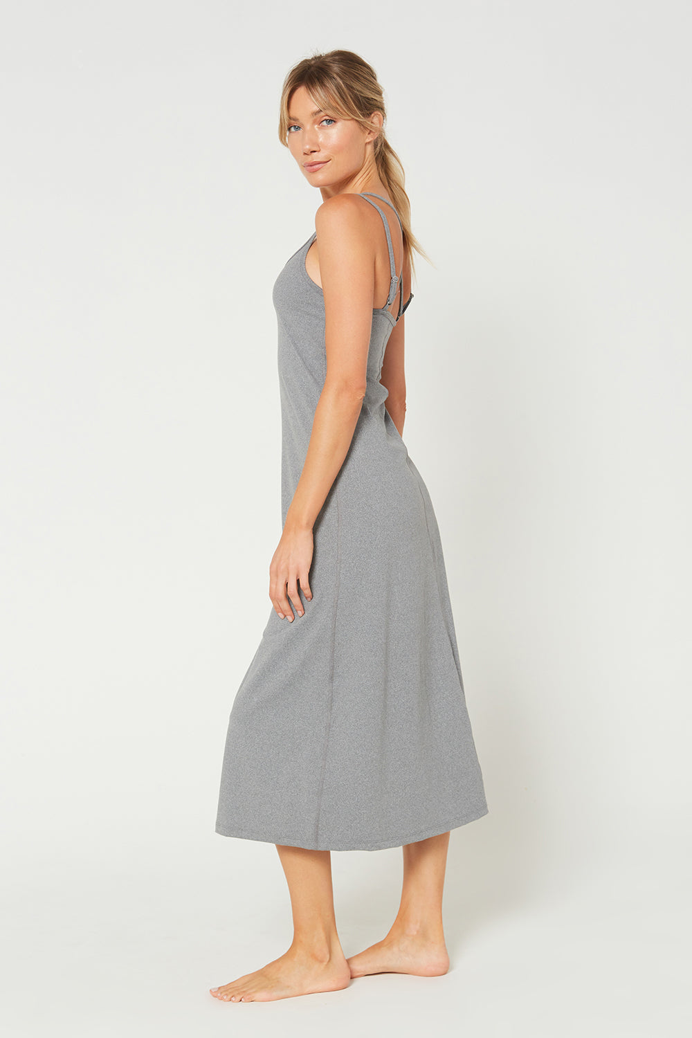 Women's Cross Back Strap Maxi Dress Made in USA detail view 17