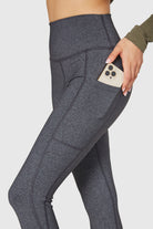 Women's Stretch Heather Pocket Legging Made in USA front view