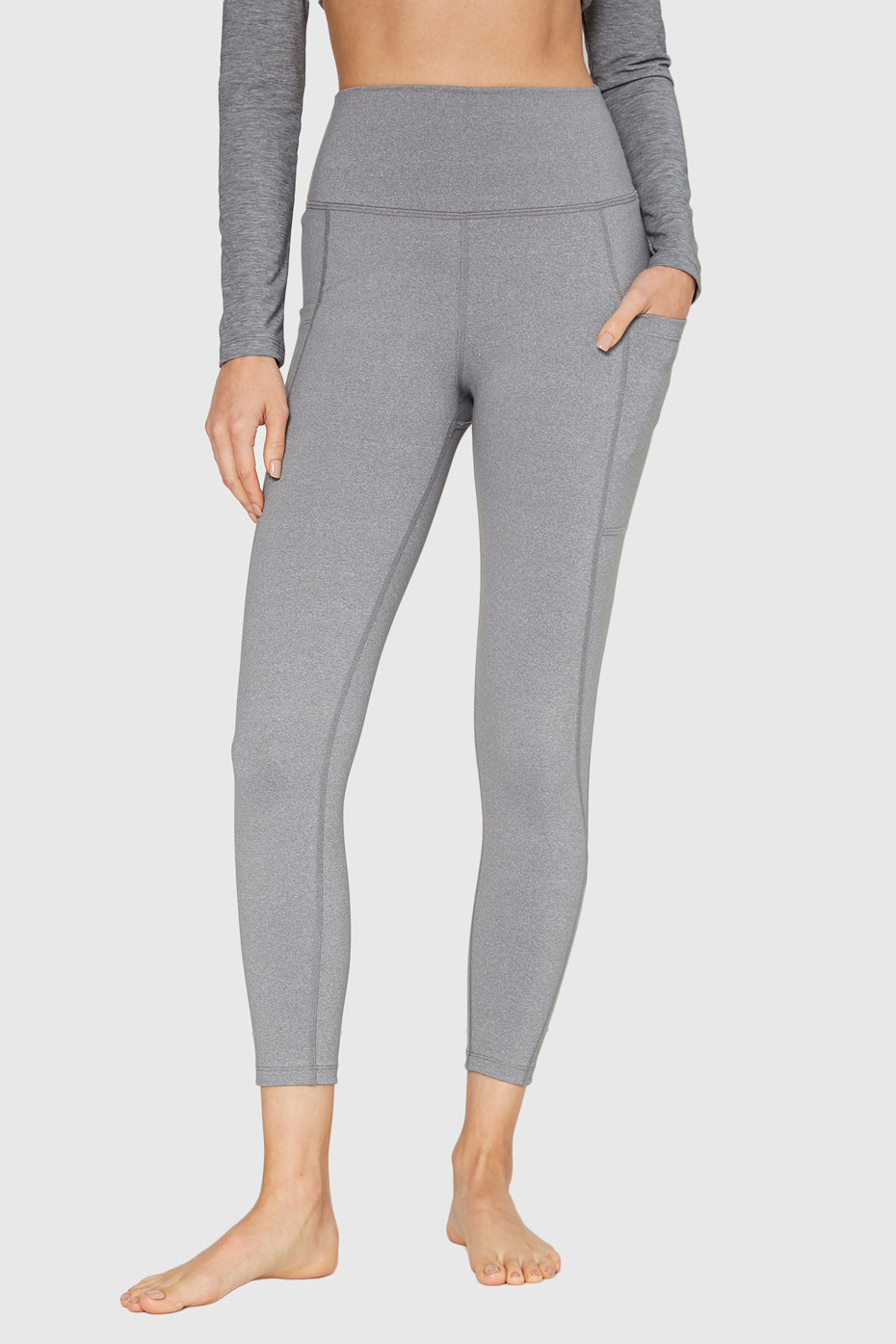 Women's Stretch Heather Pocket Legging Made in USA detail view 3