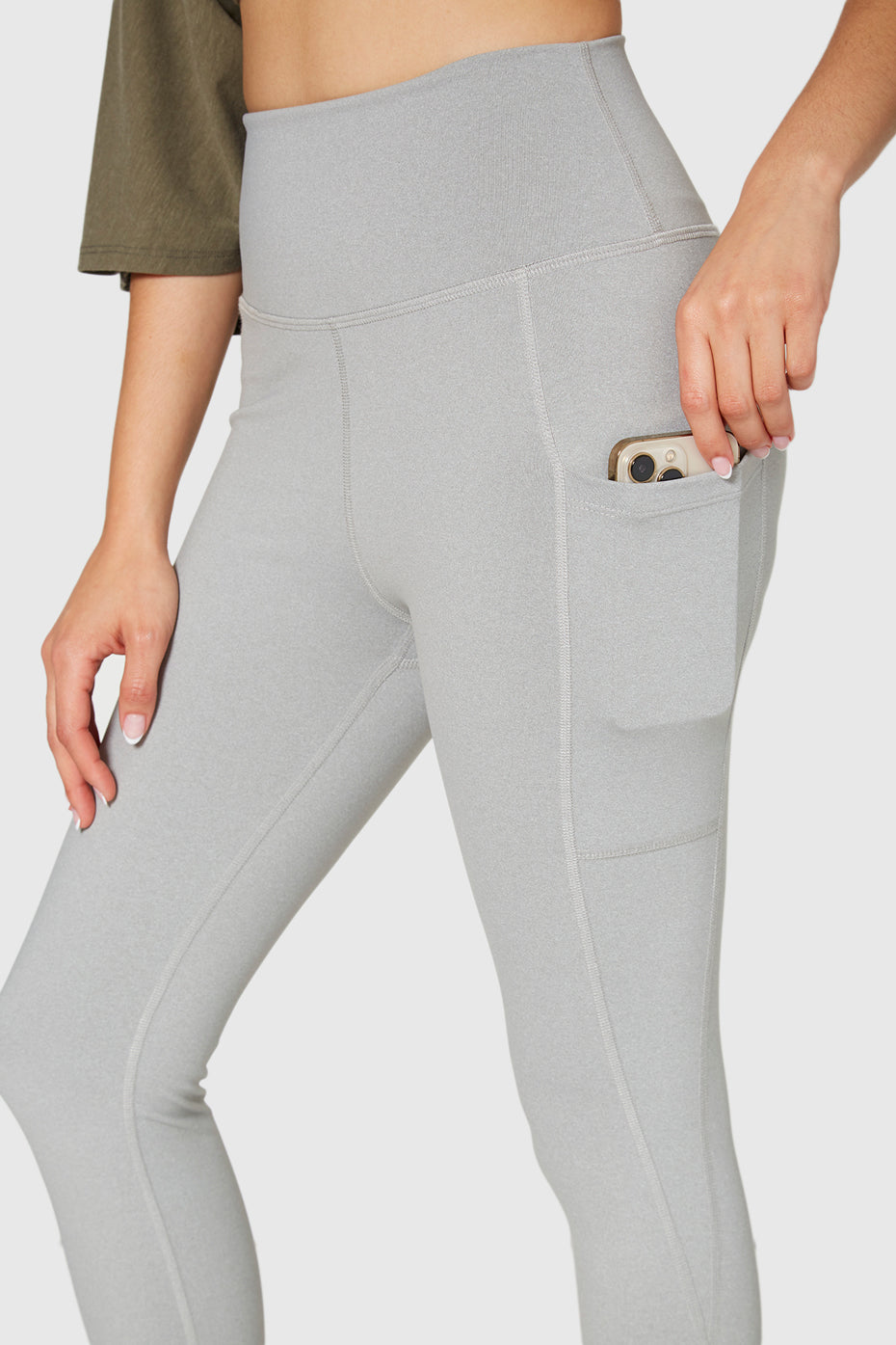 Women's Stretch Heather Pocket Legging Made in USA detail view 11