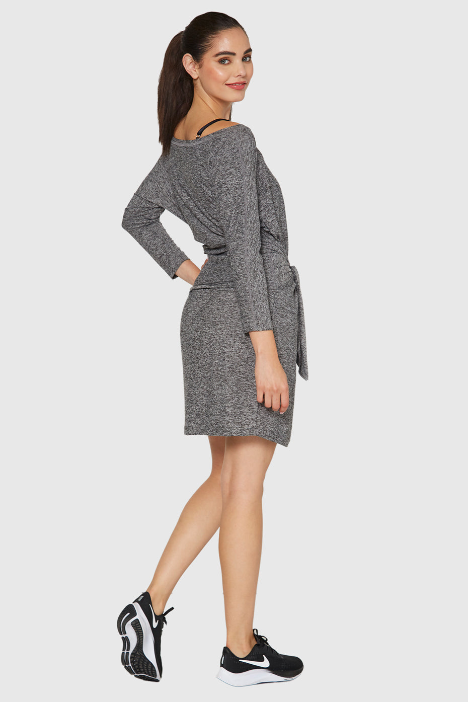 Women's Light Heather Wrap Dress Made in USA detail view 7