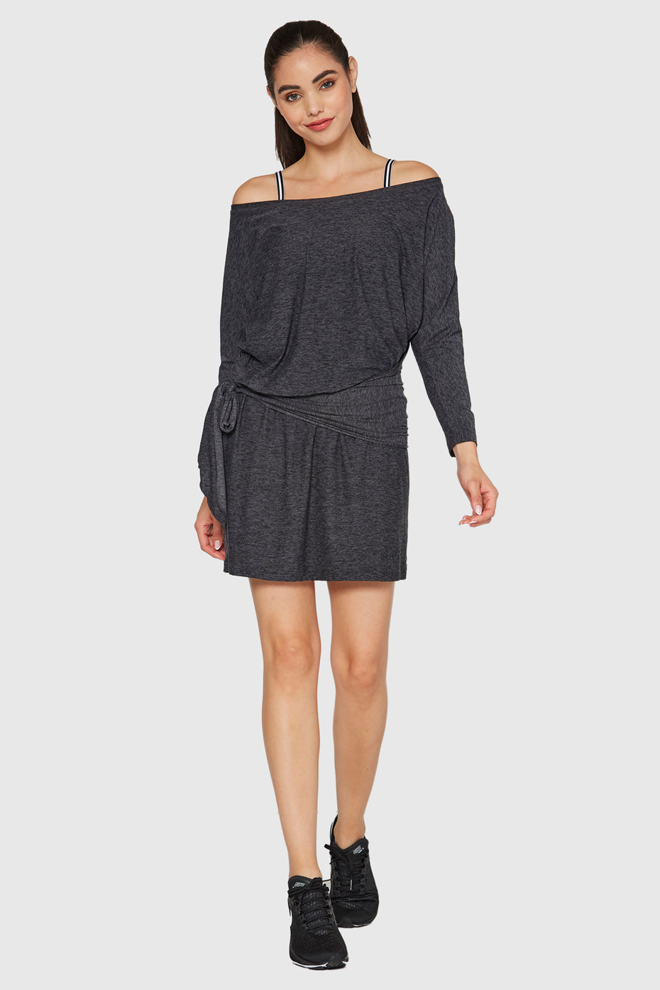 Women's Light Heather Wrap Dress Made in USA front view
