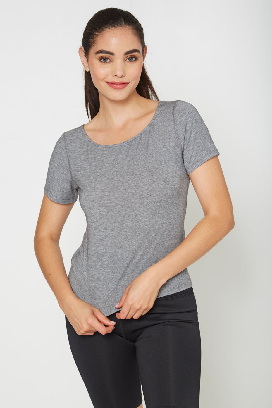 Women's Essential Stretch Tee Made in USA back view