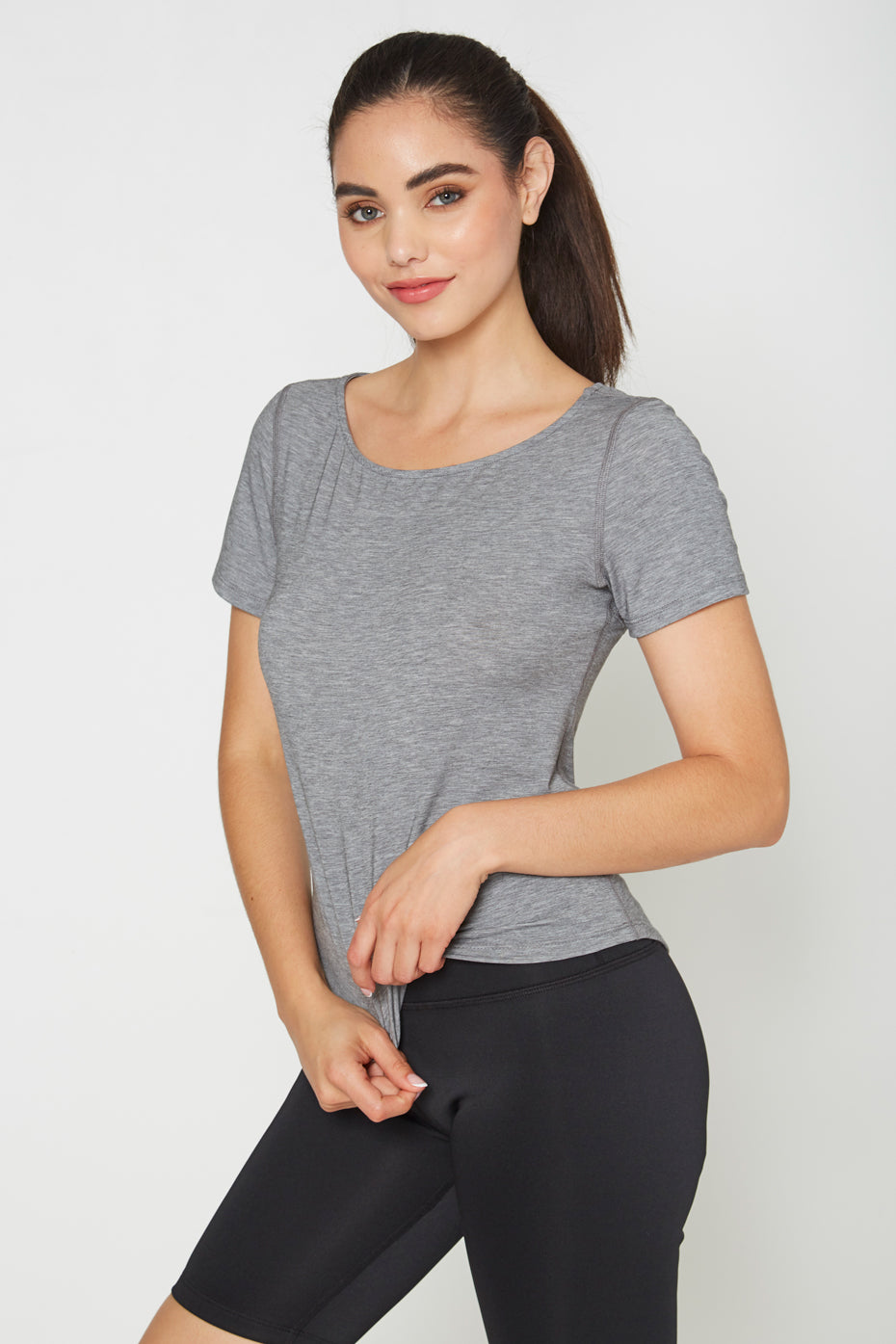 Women's Essential Stretch Tee Made in USA front view