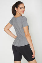 Women's Essential Stretch Tee Made in USA side view