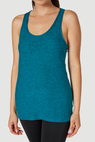 Women's Light Heather Racer Tank Made in USA detail view 6