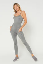 Women's Sculpted Scoop-Neck Romper Made in USA back view