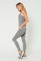 Women's Sculpted Scoop-Neck Romper Made in USA side view