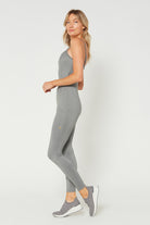 Women's Sculpted Scoop-Neck Romper Made in USA detail view 3