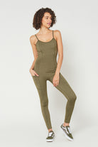 Women's Sculpted Scoop-Neck Romper Made in USA detail view 8
