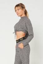 Women's Light Heather Mock Neck Crop Top Made in USA detail view 8